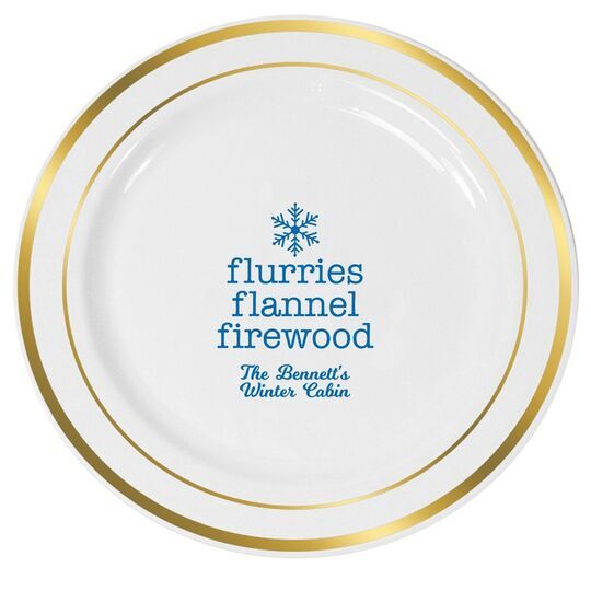 Flurries Flannel Firewood Premium Banded Plastic Plates